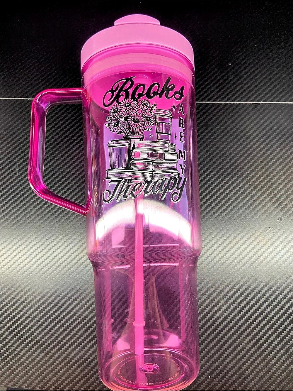 Pink Water Bottle With Straw